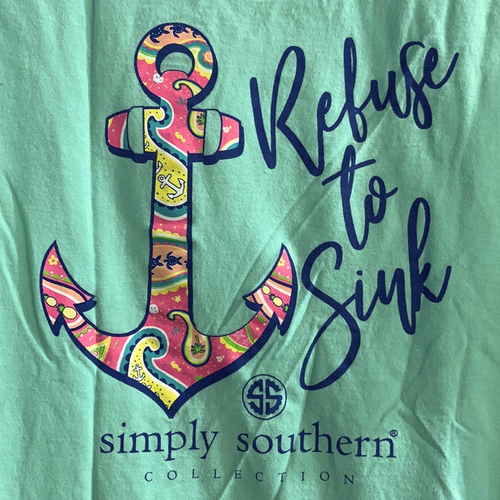 Simply southern shirt, mint green, I Refuse to Sink, anchor, size YXL YXLarge